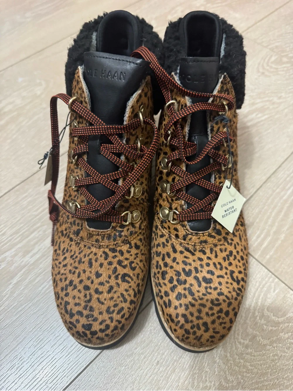 Cole Haan Leopard-Print Lace Up waterproof Boots